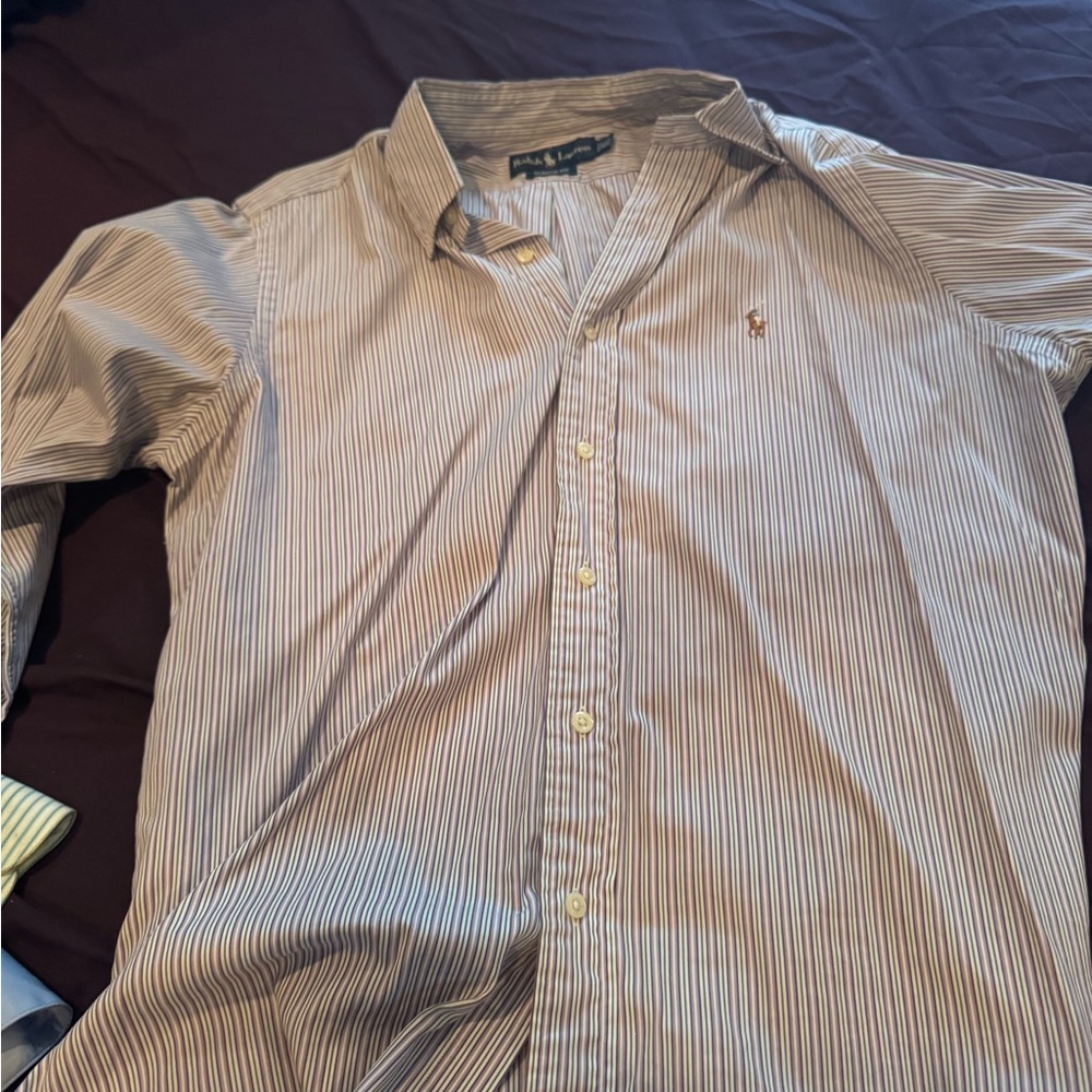 Ralph Lauren Blue and White Casual Button Down Shirt